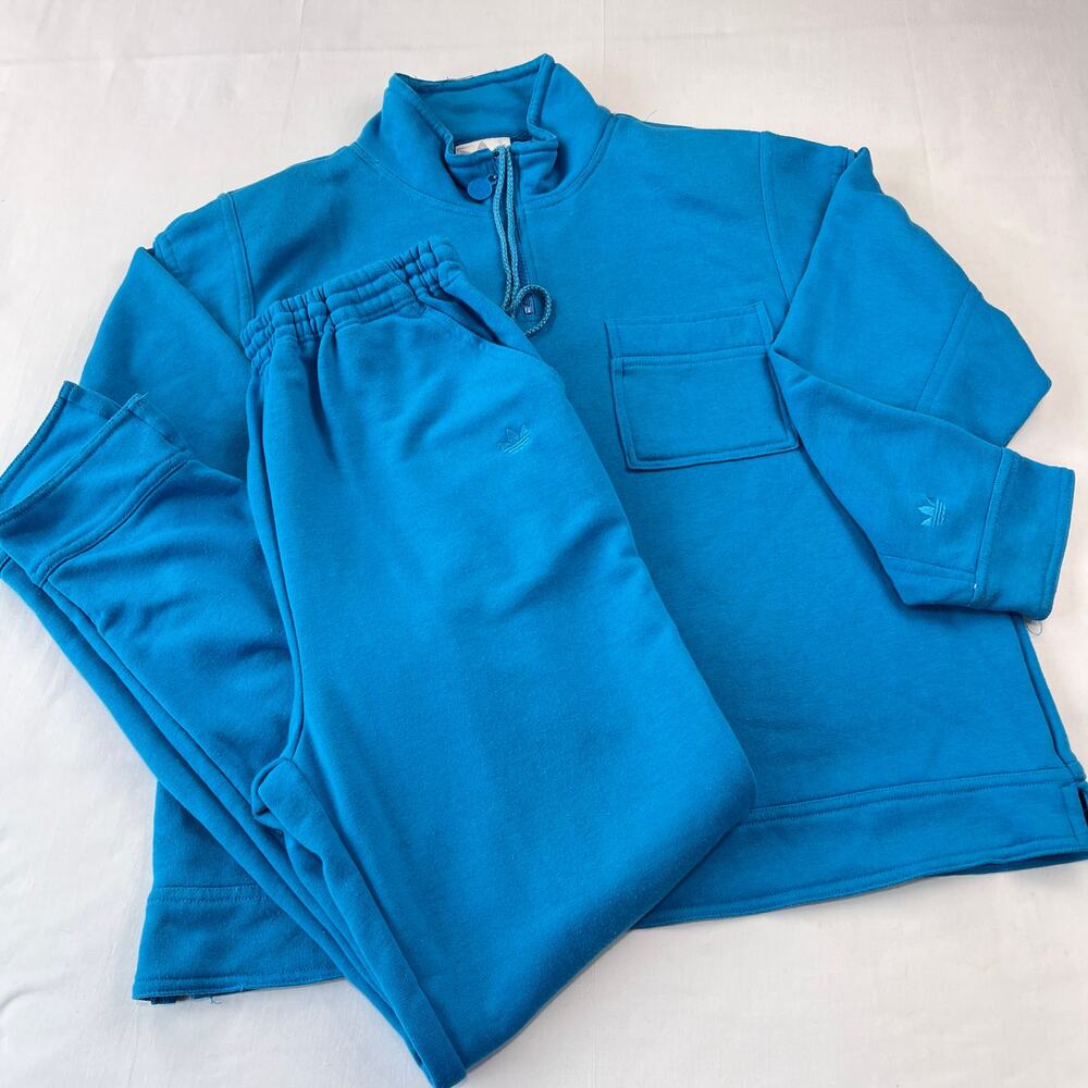 Adidas Vintage Blue Tracksuit sweatshirt Pants women’s size Oversized Small 80s